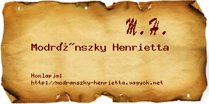 Modránszky Henrietta névjegykártya